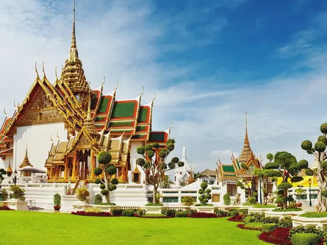 Gilded spires of the Grand Palace complex in Bangkok, Thailand