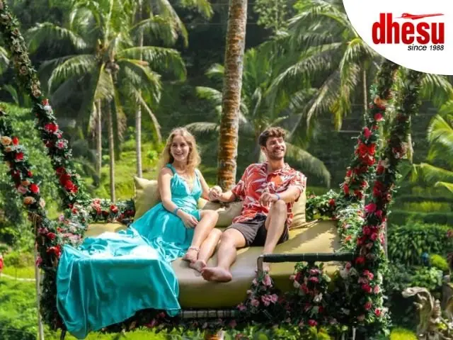A couple sharing a private garden swing on their own itinerary