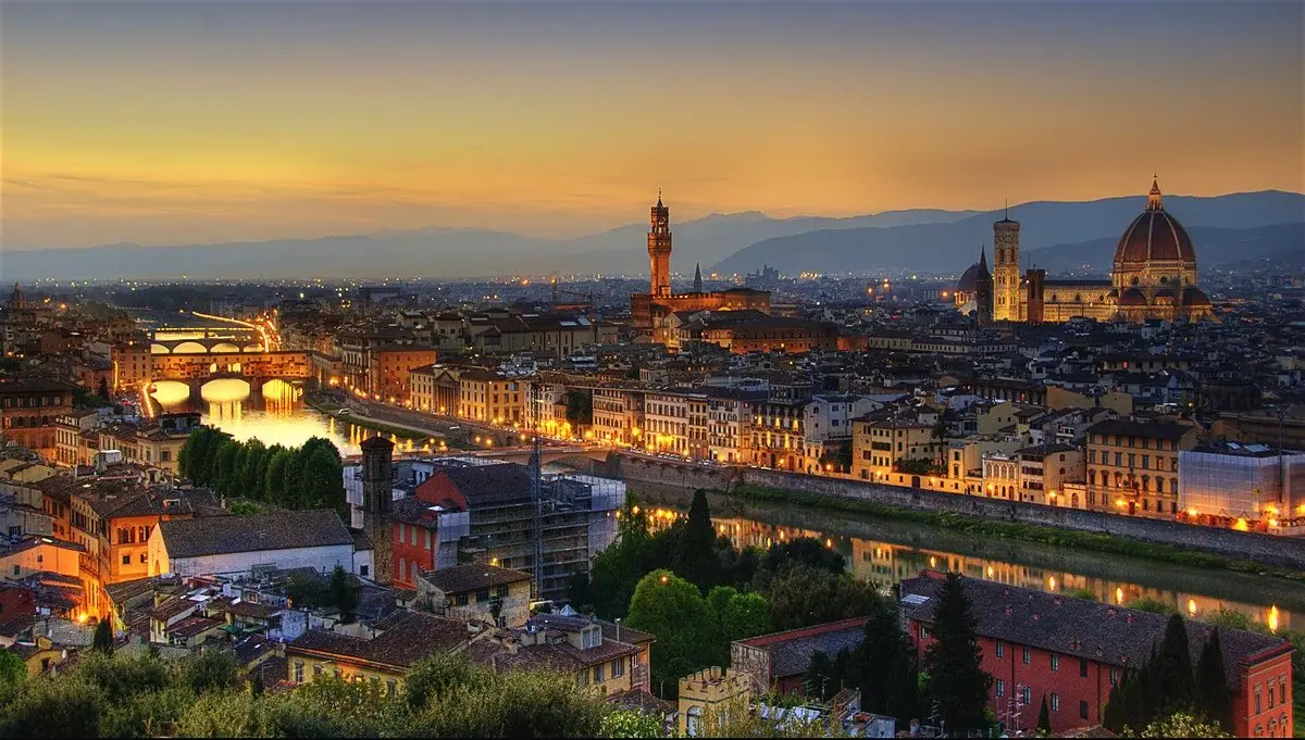 Florence and the Arno at sunset