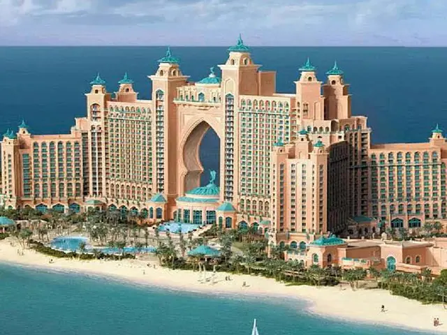 A resort on the Palm Jumeirah shoreline, Dubai