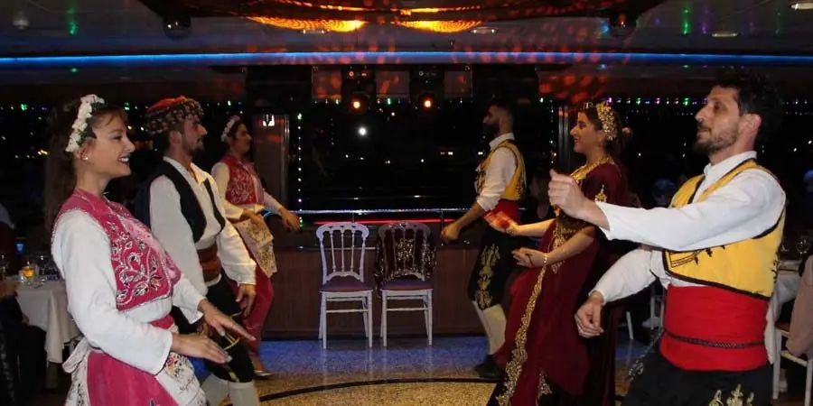 Performers in traditional Turkish dress